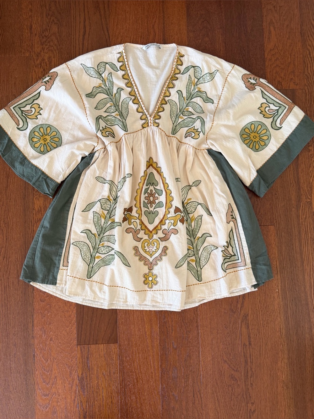 Zara Embroidered Linen Blend Mini Dress size L - Picture 3 of 12
